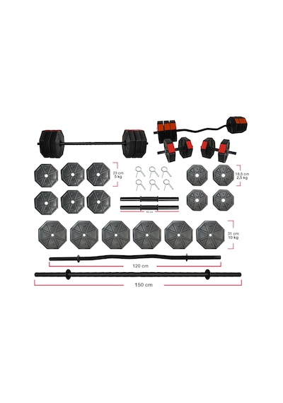 Tanspor 100 KG  Halter Full Kısa + Uzun Düz + Z Bar Dambıl Seti