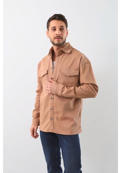 Banny Jeans Erkek Oversize Jean Gömlek Bej
