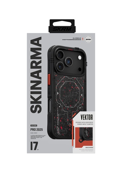 Apple Uyumlu iPhone 17 Pro Max Kılıf M-safe Şarj Özellikli Airbag Tasarımlı Skinarma Vektor Kapak Siyah Siyah