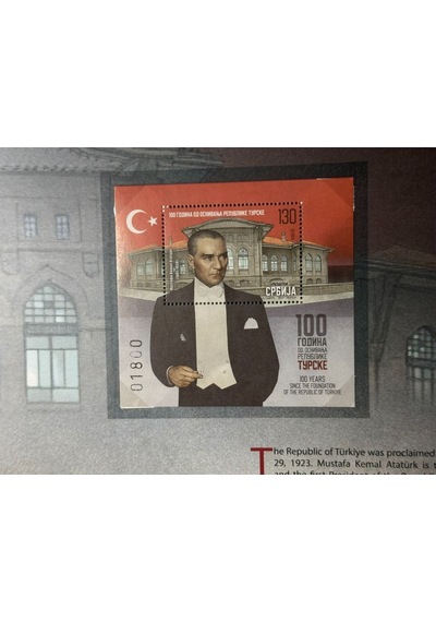 Sırbistan Posta Teşkilatından 2023 Türkiye Cumhuriyeti'nin 100. Yıl Dönümü Ata Föy