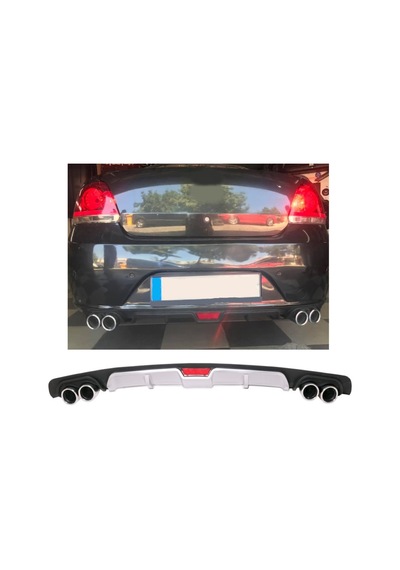 Fiat Linea Makyajsız Uyumlu Body Kit Difüzör 4 Çıkış Gri Yuvarlak