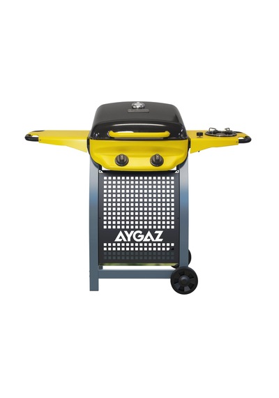 Aygaz X150 Klasik Gazlı Barbekü - 2 Brülörlü Ayaklı Bahçe Mangalı, Termometreli Kapak, Sarı Sarı