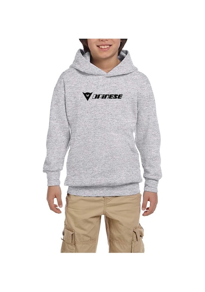 Zepplin Giyim Dainese Logo Gri Çocuk Kapşonlu Sweatshirt Gri