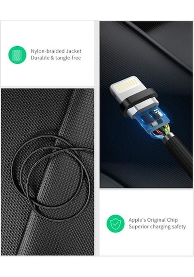 Ugreen Lightning Apple Uyumlu iPhone  Örgülü Data Ve Şarj Kablosu Beyaz