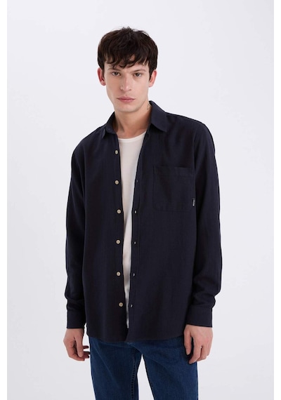 DeFacto %100 Pamuk Regular Fit Basic Düz Uzun Kollu Gömlek D7079AX25SPNV82