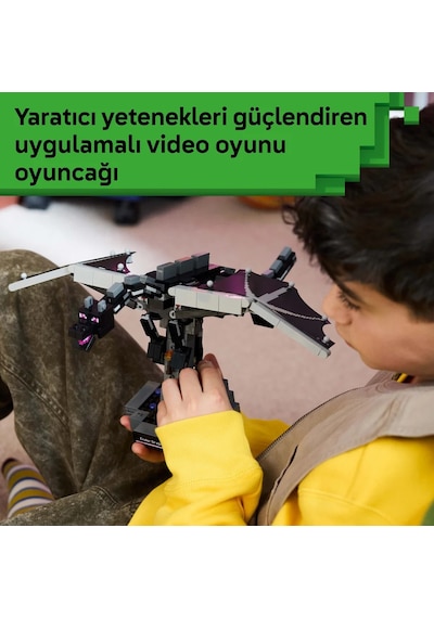 LEGO® Minecraft® Ender Ejderhası 21595 – 10 Yaş ve Üzeri Çocuklar için Oyun İçi Eşya İçeren Oyuncak Yapım Seti (710 Parça)