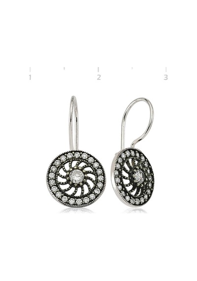 Gumush Gümüş Taşlı Sallantılı Çiçek Küpe N11.51146