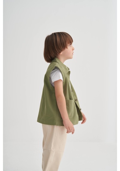 Cigit Gabardin Yelek 2-7 Yaş Olive Olive