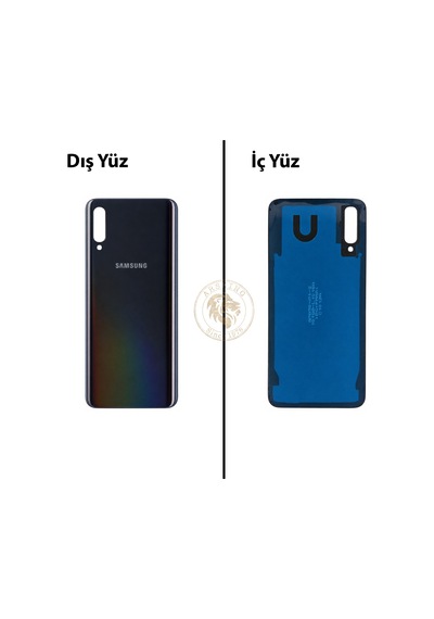 Samsung Galaxy A50 Siyah Renk Arka Kapak Arka Cam Batarya Kapağı Pil Kapağı Lazer Kesim Back Cover Galaxy A50 Uyumlu