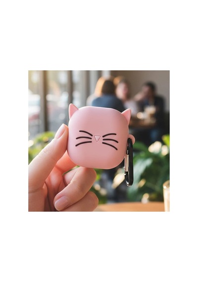 Caseonn Galaxy Buds 2 Pro Kılıf Karakter Figürlü Kedi Pembe Pudra