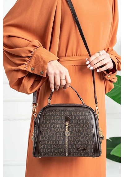 Just Polo Kadın Çok Bölmeli Ayarlanabilir Askılı Lüks El Ve Omuz Çantası Shoulder Bag Kahverengi