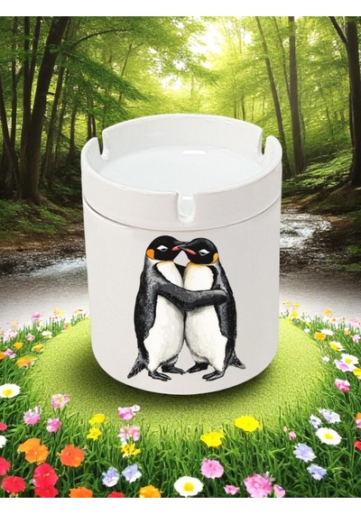 Penguen Baskılı 3'lü Seramik Küllük Kül Tablası - Küllük Modelleri, Küllükler, Kokusuz Küllük