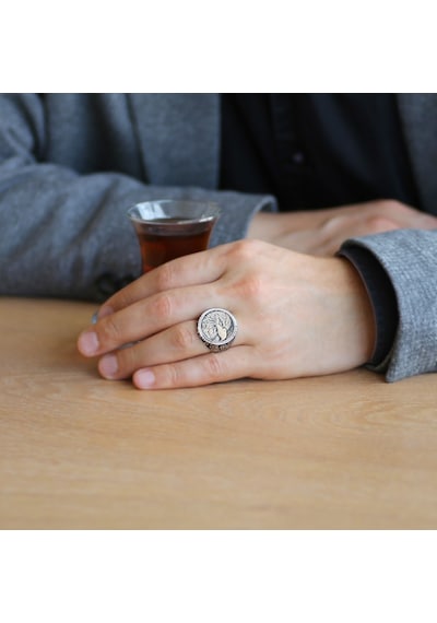 Oval Tasarım Özgürlük Kartalı Temalı 925 Ayar Gümüş Erkek Yüzük (457814631)