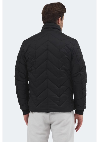 Slazenger Beast Erkek Dik Yaka Fermuarlı Siyah Mont & Kaban Siyah