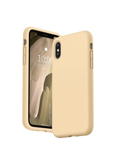 Apple iPhone Xs Max Uyumlu Silikon Kılıf - Pastel Renk Tonu Kamera Korumalı Esnek Kapak - Bej