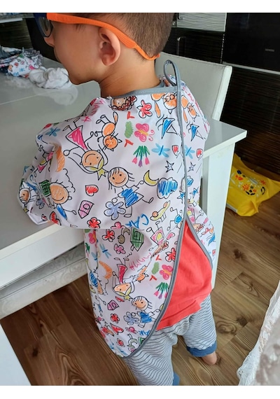 3-6 Yaş Çocuk Aktivite Önlüğü, İkili Set, Uzun Ve Kısa Kollu, Su Geçirmez, Makinede Yıkanabilir