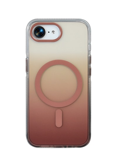 İphone 17e Kılıf M-safe Şarj Özellikli Transparan Renk Geçişli Zore Toros Kapak - Rose Gold