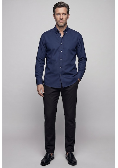 Bisse Lacivert Regular Fit Pamuk Cepsiz Uzun Paşa Yaka Gömlek Gmkls261089 D39