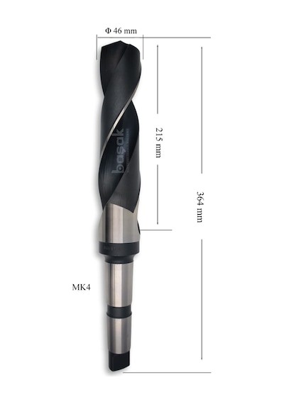 MTE 46 mm Mors Konik Saplı Matkap Ucu HSS (DIN 345)