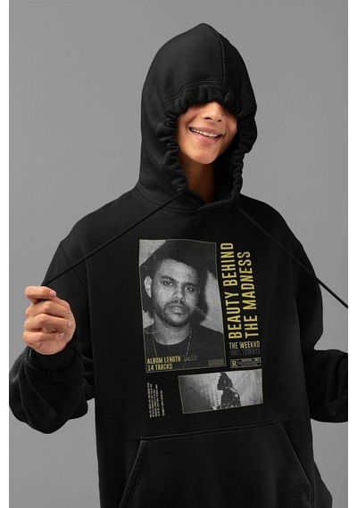 Beauty Behind The Madness Yazılı Unisex Oversize The Weeknd Hoodi Siyah