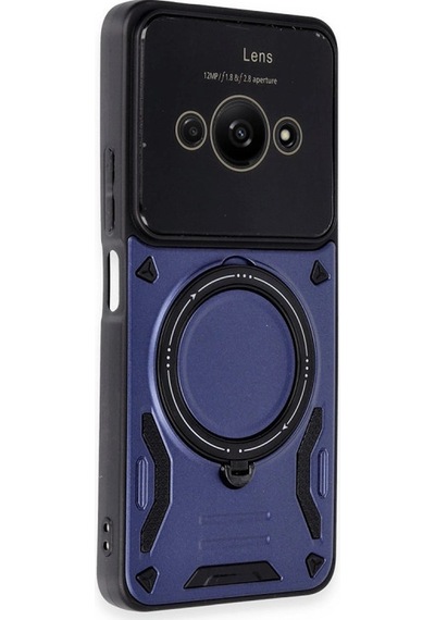 Xiaomi Poco C61 Kılıf Joy Lens Standlı Kapak Lacivert