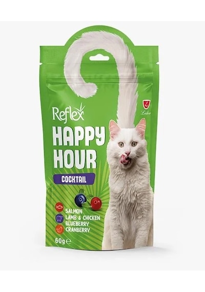 Reflex Happy Hour Cocktail Somon, Kuzu & Tavuk, Yaban Mersinli & Kızılcık 3lü Fırsat 3x60gr