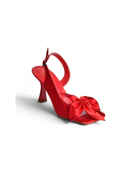 Fox Shoes K749384904 Kırmızı Saten Kumaş İnce Topuklu Kadın Ayakkabı
