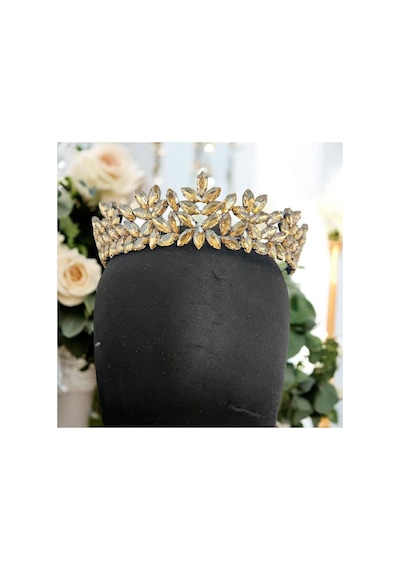 Kristal Taşlı Zarif Gelin,kına,nişan,söz,after,bride,party Taç Sarı - 707821550 Sarı