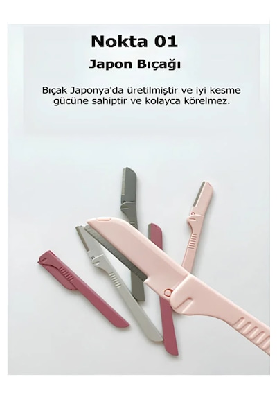 Kaş Yüz Usturası Kapalı Gri Renk Kaş Alma Ve Düzenleyici Tek Çift Katlama Ve Düz Jilet 3'lü Set Gray