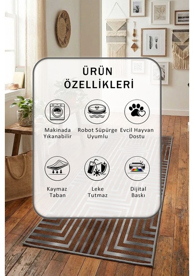 Yıkanabilir Yolluk 28 Kahve