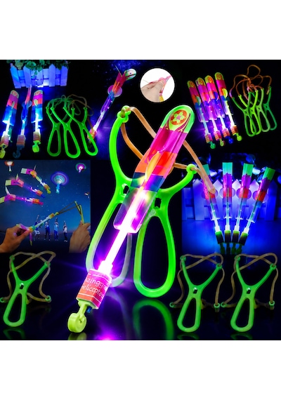 15 Adet Renkli Led Işıklı Sapan Düğmeli Model Renkli Uçan Ufo Oyuncak Işıklı Sapan Karne Hediyesi