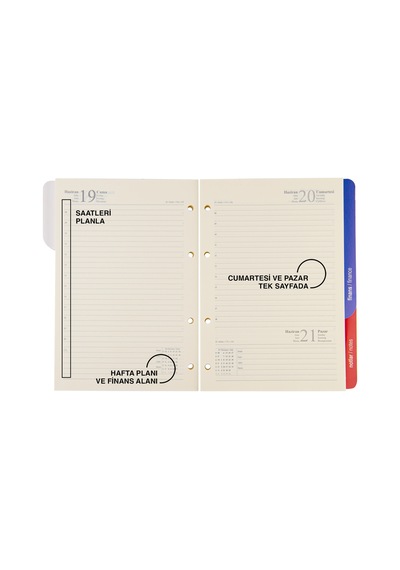 2K 2027 Yeni Yıl Tarihli Günlük Çizgili 15 X 21 CM İç Ajandalı 4 Halkalı Telefon Kılıfı Kapaklı Deri Organizer - Turkuaz