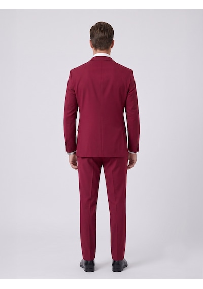 Tk6893 Erkek Klasik 2 Li Takım Elbise 2 Düğmeli Slim Fit Esnek Kumaş Çift Yırtmaçlı 7 Drop Bordo