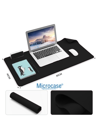Microcase Deri Mousepad + Klavye Bilek Destek + Mouse Bilek Destek 3in1 Set Al5379 Siyah