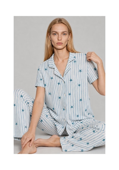 Fit Women Kadın Kısa Kollu Rahat Mavi Pijama Takımı 4728