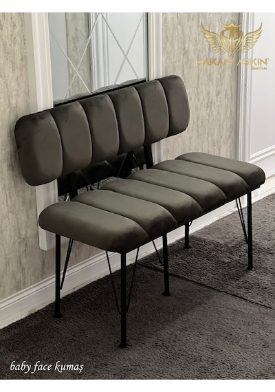 By Hakan Aşkın Siyah Metal Ayaklı Metal Alt Kasalı Line Style New 2024 Sırtlı Bench & Bank Koyu Füme Füme Bbf
