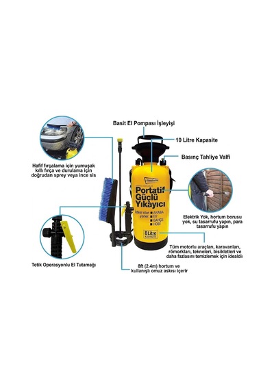 Elektriksiz Basınçlı Oto Yıkama Makinesi 8 Litre İlaçlama Pompası İlaç Pompası İlaçlama Makinesi Pompası