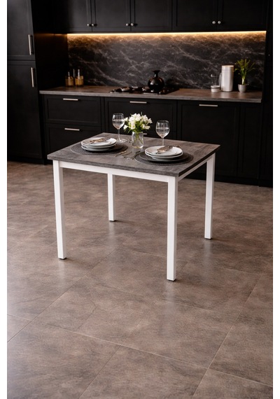Siyah/beyaz Mutfak Masası, Yemek, Bahçe Masası, Metal Ayaklı, 60x60 Masa