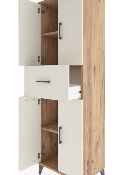 Hyperion Dolap 3 Raflı Tek Çekmeceli 4 Kapaklı 60x44x195 Çam-aytaşı Atlas Çam