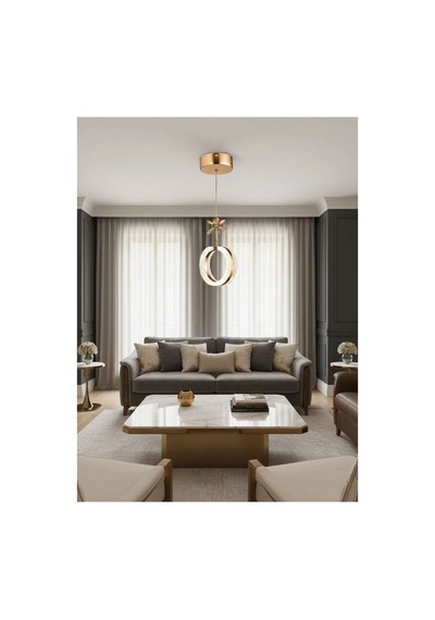 Aurea Model Gold 3 Renk Modu Ledli Kristal Taşlı Modern Salon Mutfak Oturma Çocuk Odası Led Avize