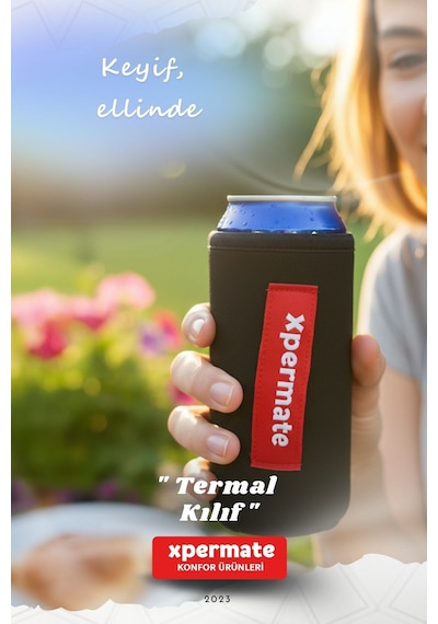 Xpermate Termal İçecek Kılıfı Sıcak & Soğuk Tutan Kutu Bira Termal Kılıf 0,5l Siyah