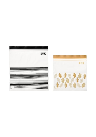 Ikea Orta Boy Çift Mühürlü Tekrar Kullanılabilir Gıda Torbaları, 1,2 Ve 2,5 Litre, Siyah Çizgili/sarı Yaprak - 100 Adetlik Set Sku: Smg8690010578099 Açık