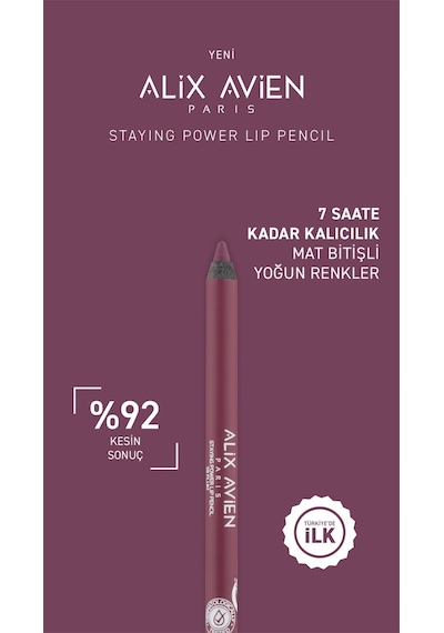 Alix Avien Suya Dayanıklı Uzun Süre Kalıcı Yumuşak Dudak Kalemi Staying Power Lip Pencil 59 Plum