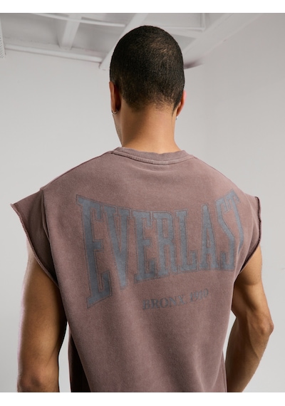 Everlast Bronx 1910 Oversize Yıkamalı Kahverengi Erkek Kolsuz Sweatshirt Kahverengi