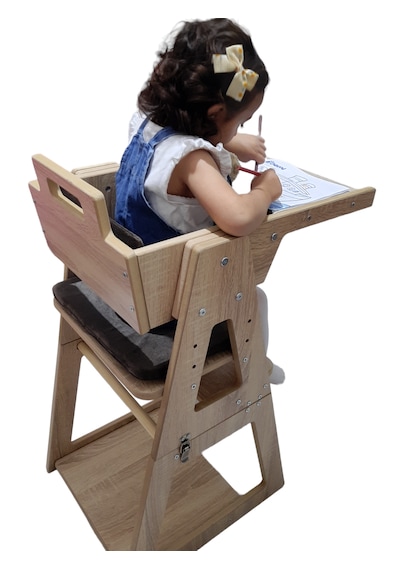 Enna Woden Montessori Mama Sandalyesi Ahşap Mama Sandalyesi Katlanır Mama Sa