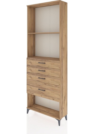 Arges Dolap 2 Raflı 4 Çekmeceli 88x30x243 Çam-çam Atlas Çam
