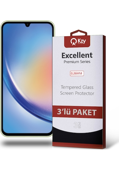 Samsung Galaxy A34 ile Uyumlu Kırılmaz Cam Ekran Koruyucu Ekonomik 3'lü Paket