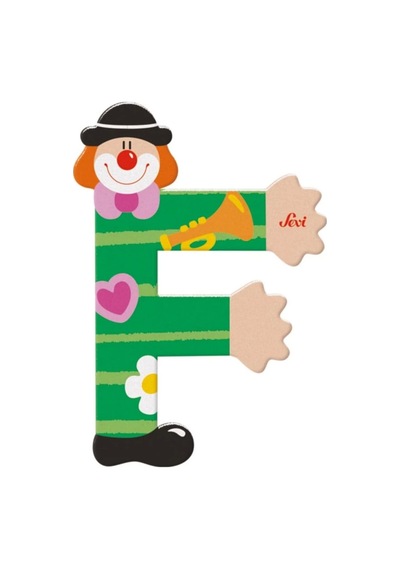 Palyaçolu Ahşap F Harfi - Renkli Ve Eğlenceli Tasarım 10 Cm