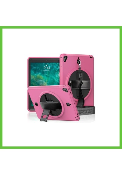 Bezos Apple iPad Uyumlu 5 Air 9.7 Kılıf Strap-c Otterbox Tablet Kapak - Pembe Dmc