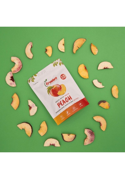 Fruvivo Dondurularak Kurutulmuş Şeftali Freeze Dry Şeftali Cipsi Şeker İlavesiz %100 Doğal Vegan Atıştırmalık 15 G